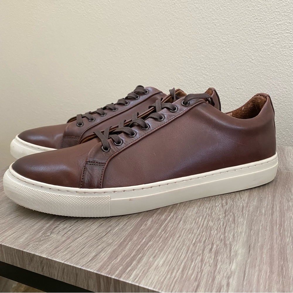 Thursday Boot Company Brown Leather Low-Top Sneakers with White Sole